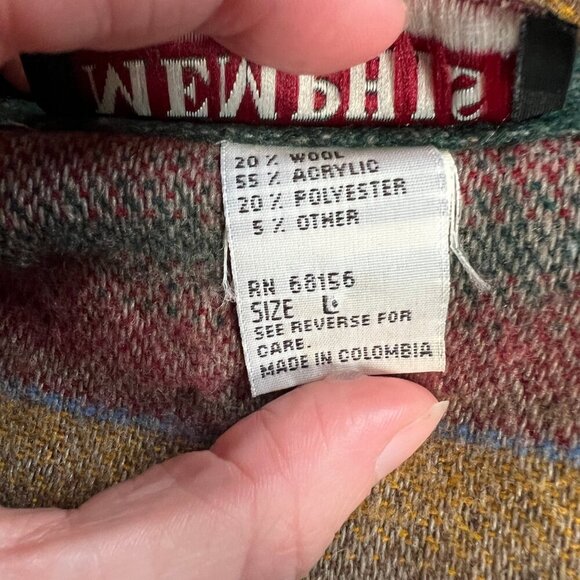 Vintage Striped Wool Oversized Sweater Vest Boho Western Rustic Bohemian Hippie - Picture 5 of 6